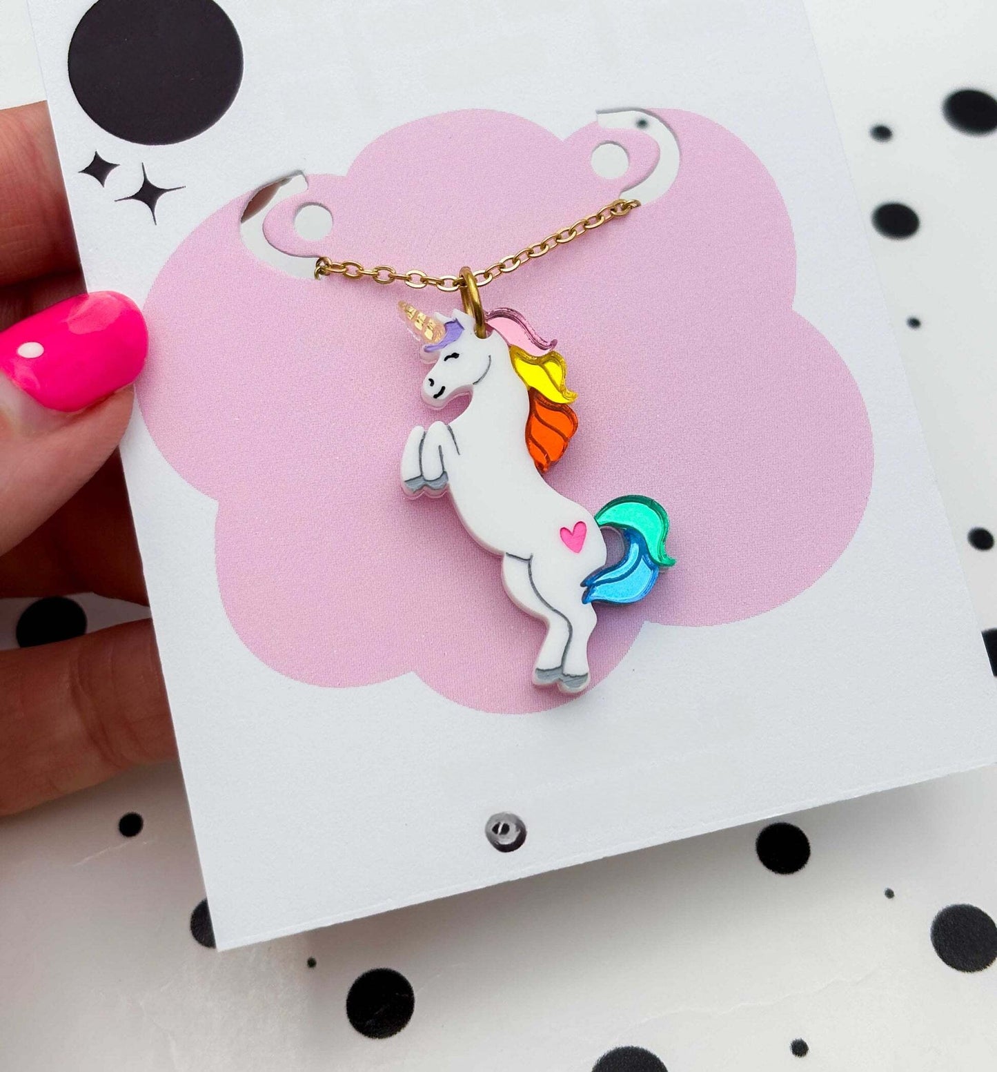Rainbow Mirror Unicorn Acrylic Dangle Earrings