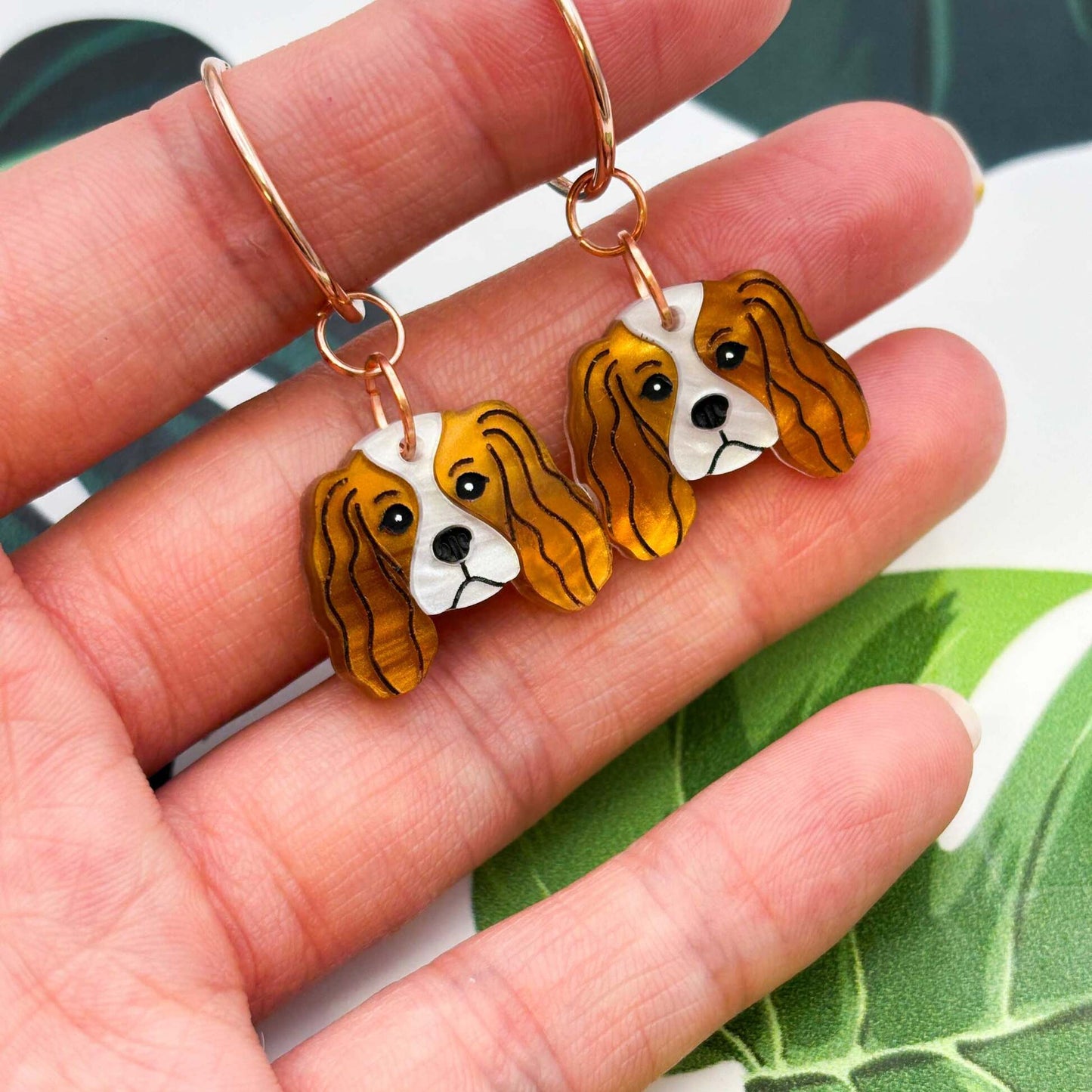 Cavalier King Charles Spaniel Acrylic Dangle Earrings