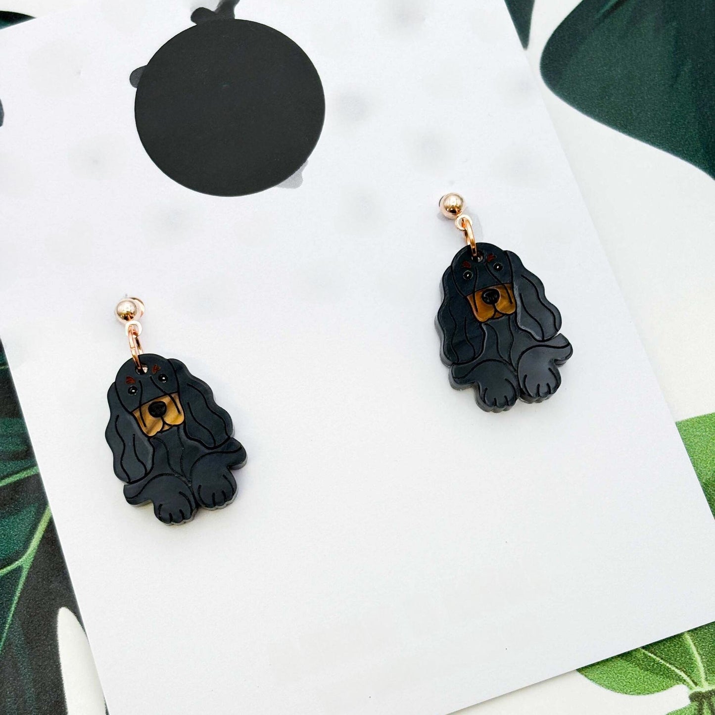 Cocker Spaniel Dog Acrylic Dangle Earrings