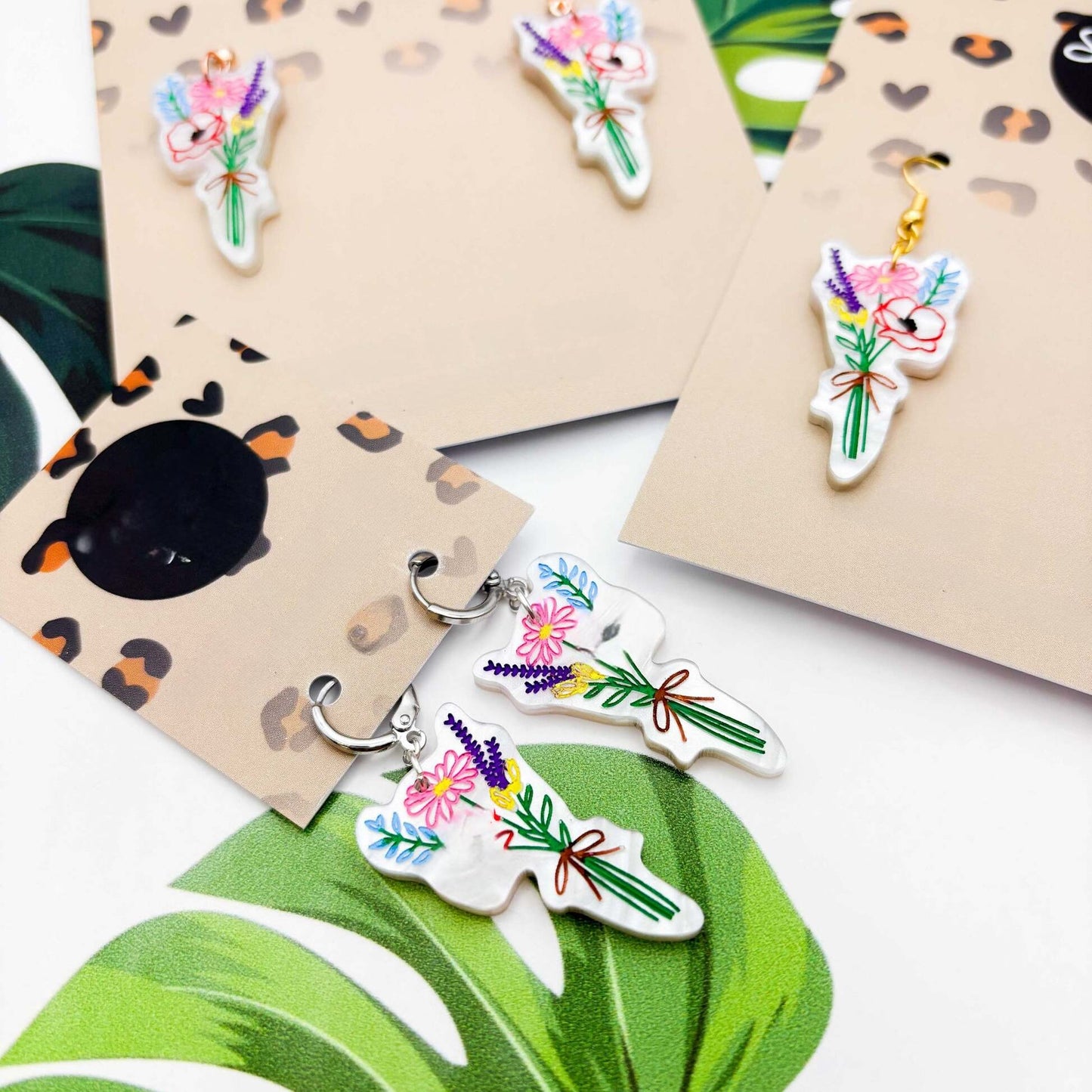 Wildflower Bouquet Acrylic Dangle Earrings