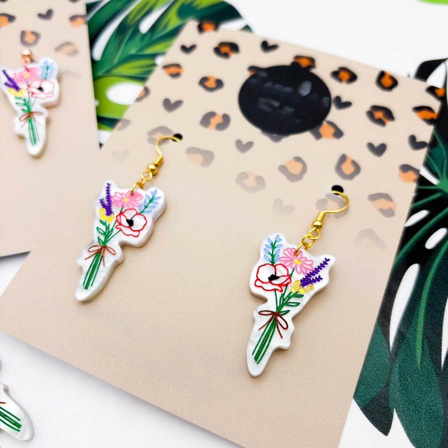 Wildflower Bouquet Acrylic Dangle Earrings