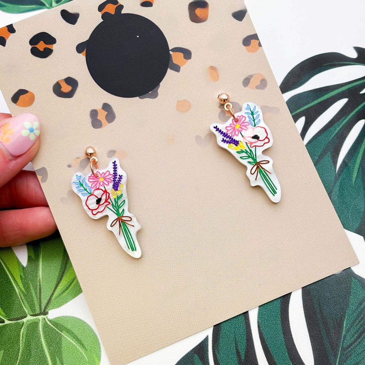 Wildflower Bouquet Acrylic Dangle Earrings
