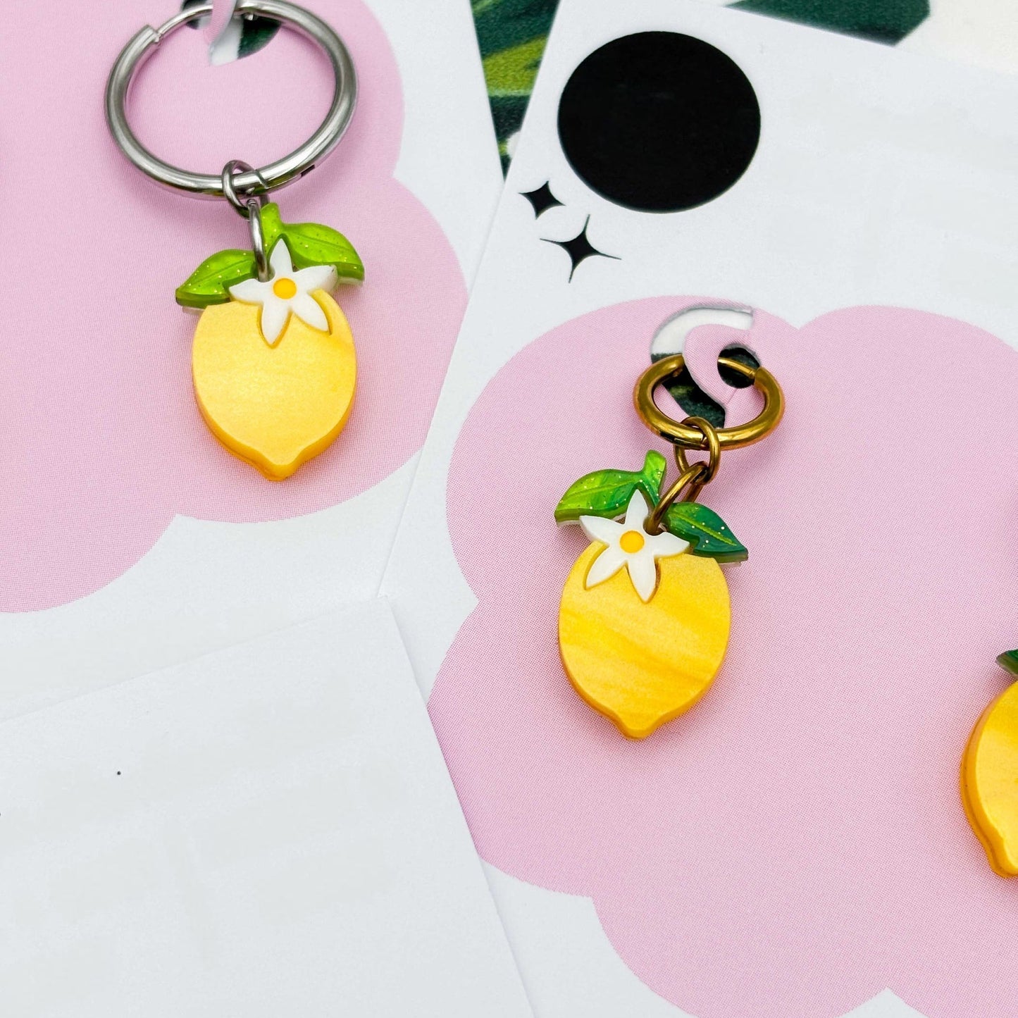 Yellow Lemon Blossom Acrylic Dangle Earrings