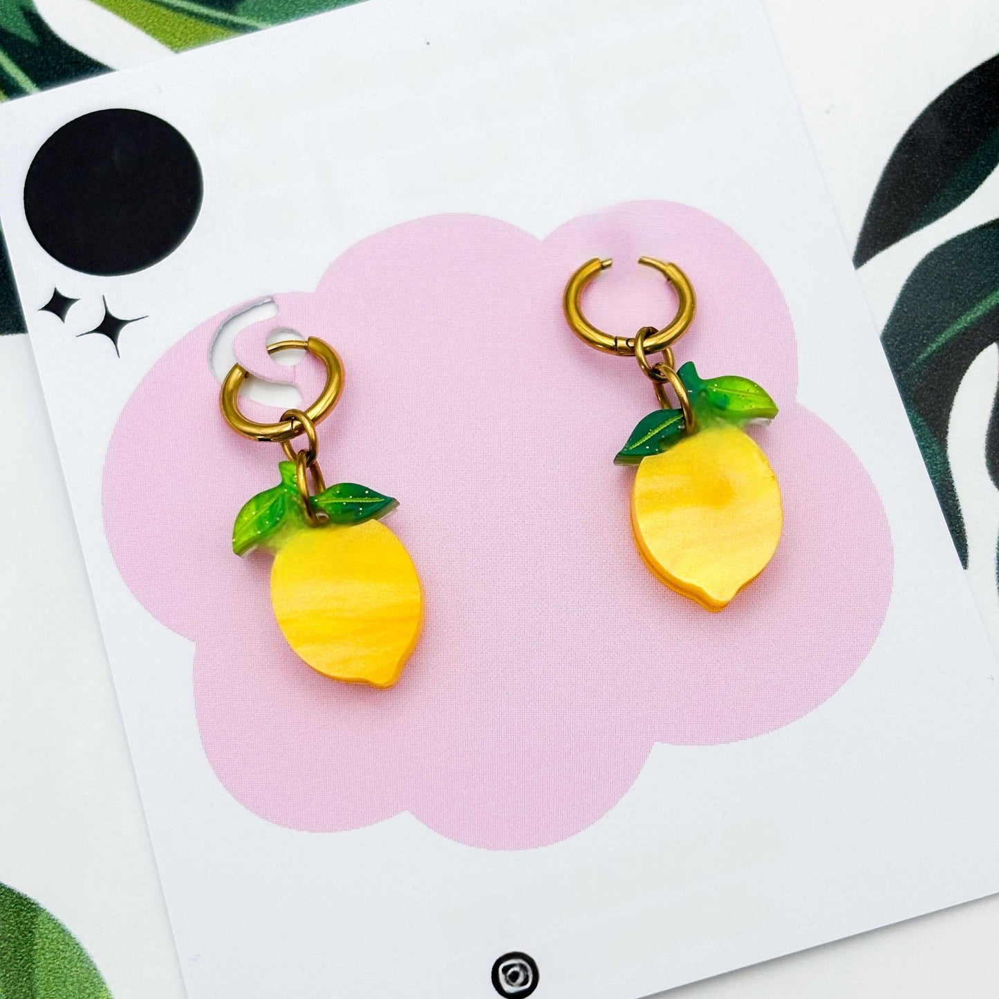 Yellow Lemon Blossom Acrylic Dangle Earrings