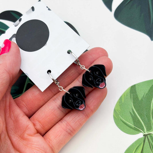 Black Labrador Dog Acrylic Dangle Earrings