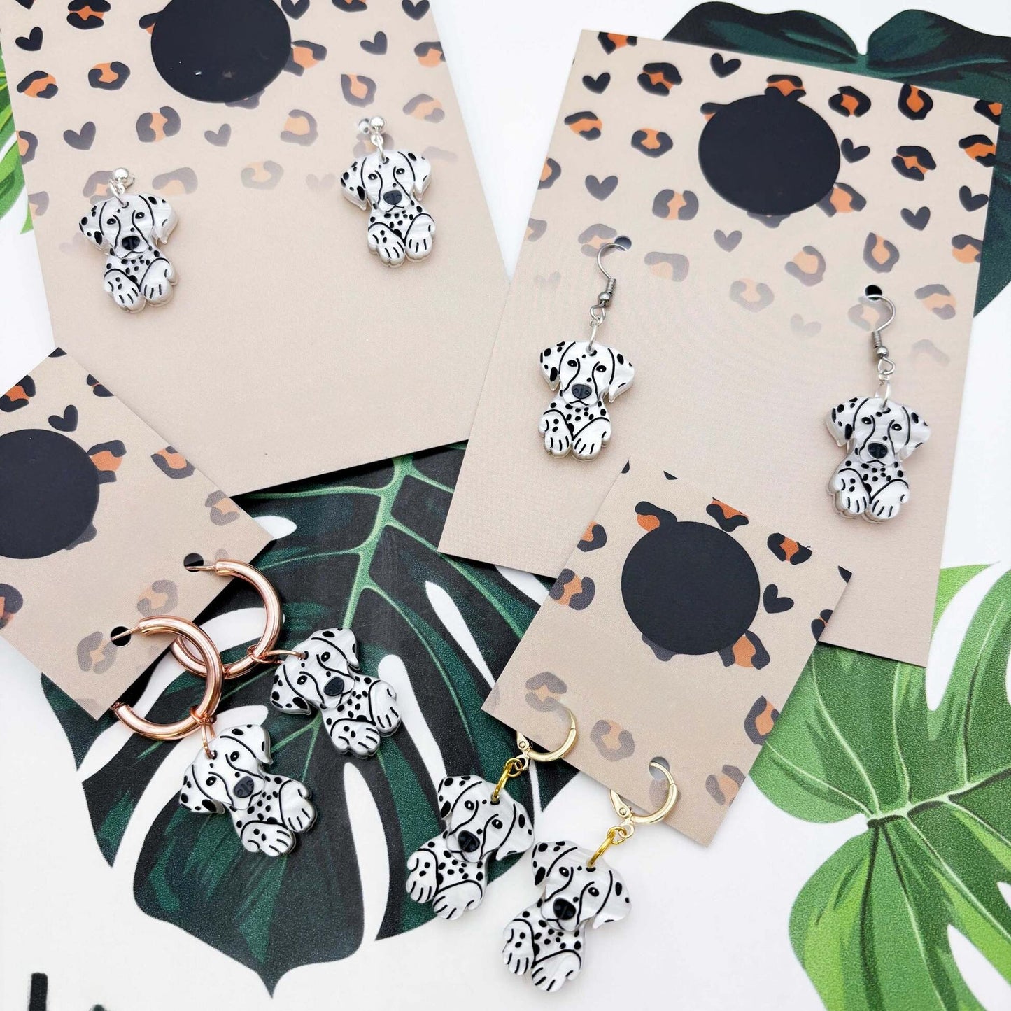 Dalmatian Dog Acrylic Dangle Earrings