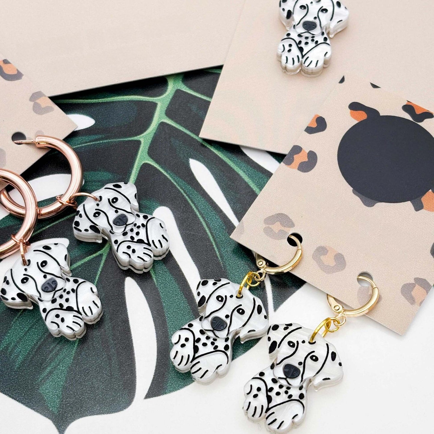 Dalmatian Dog Acrylic Dangle Earrings