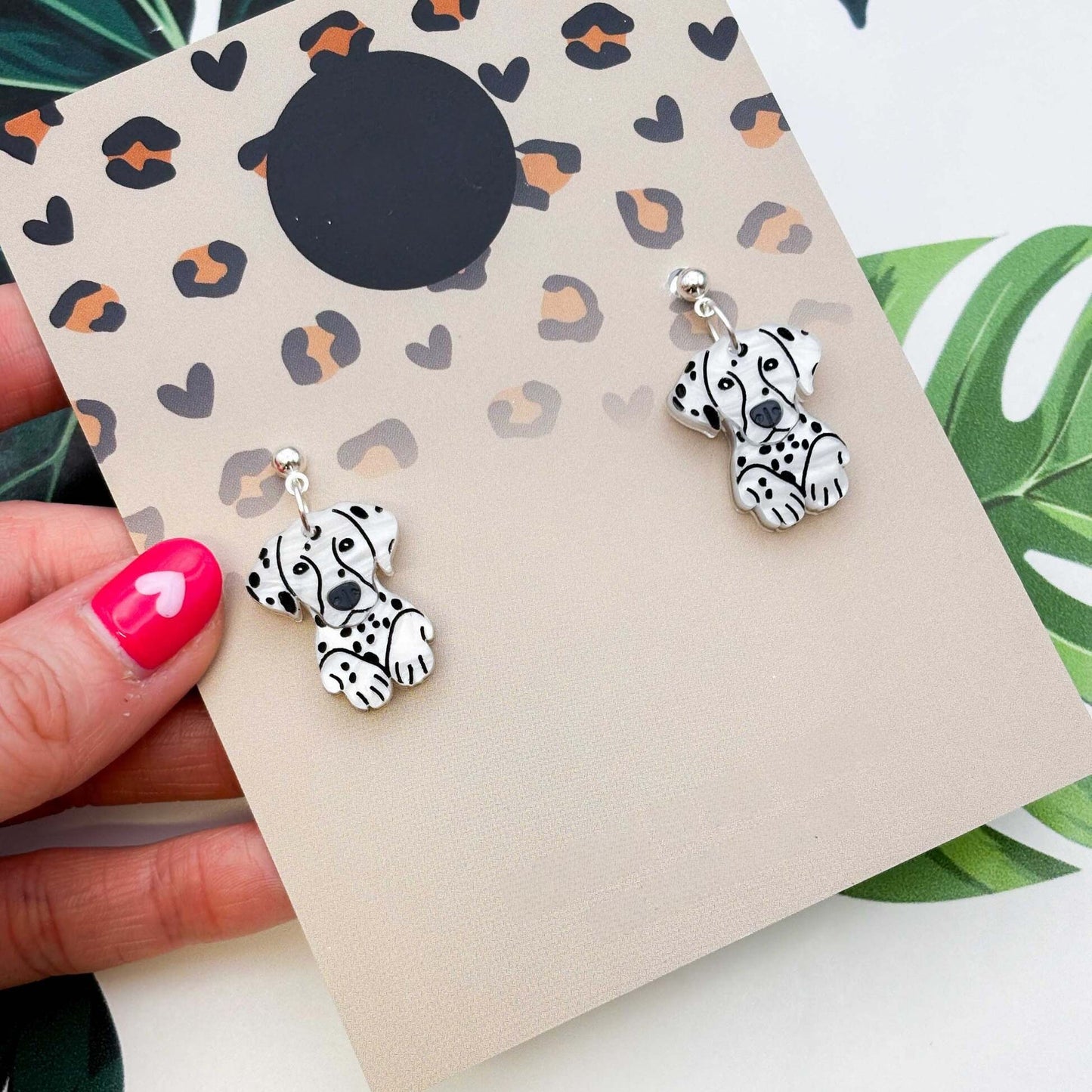 Dalmatian Dog Acrylic Dangle Earrings