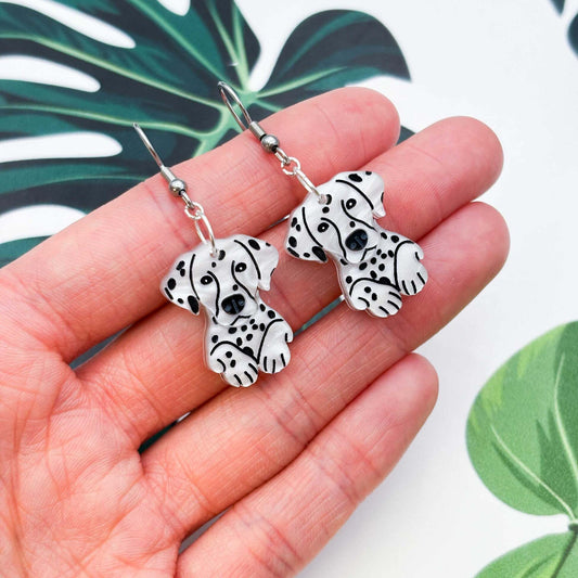 Dalmatian Dog Acrylic Dangle Earrings