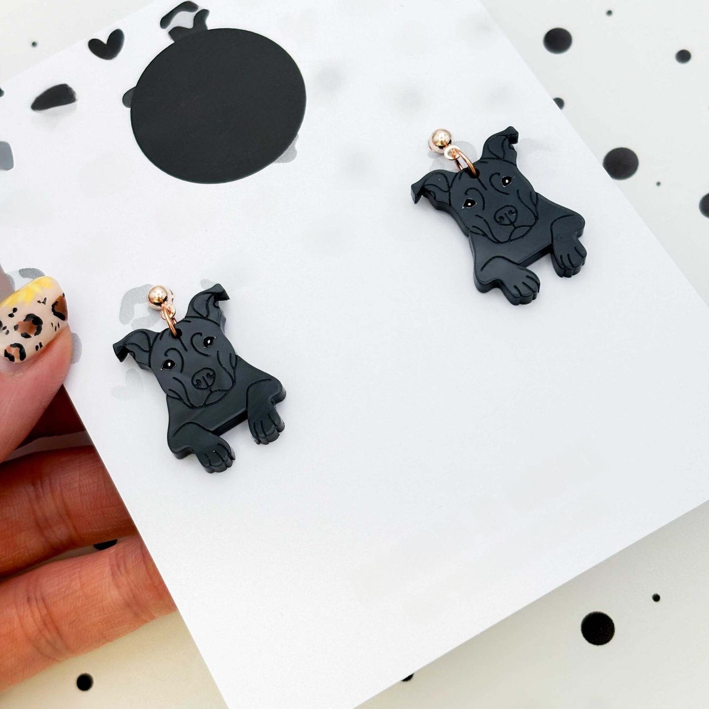 Staffordshire Bull Terrier Dog Acrylic Dangle Earrings