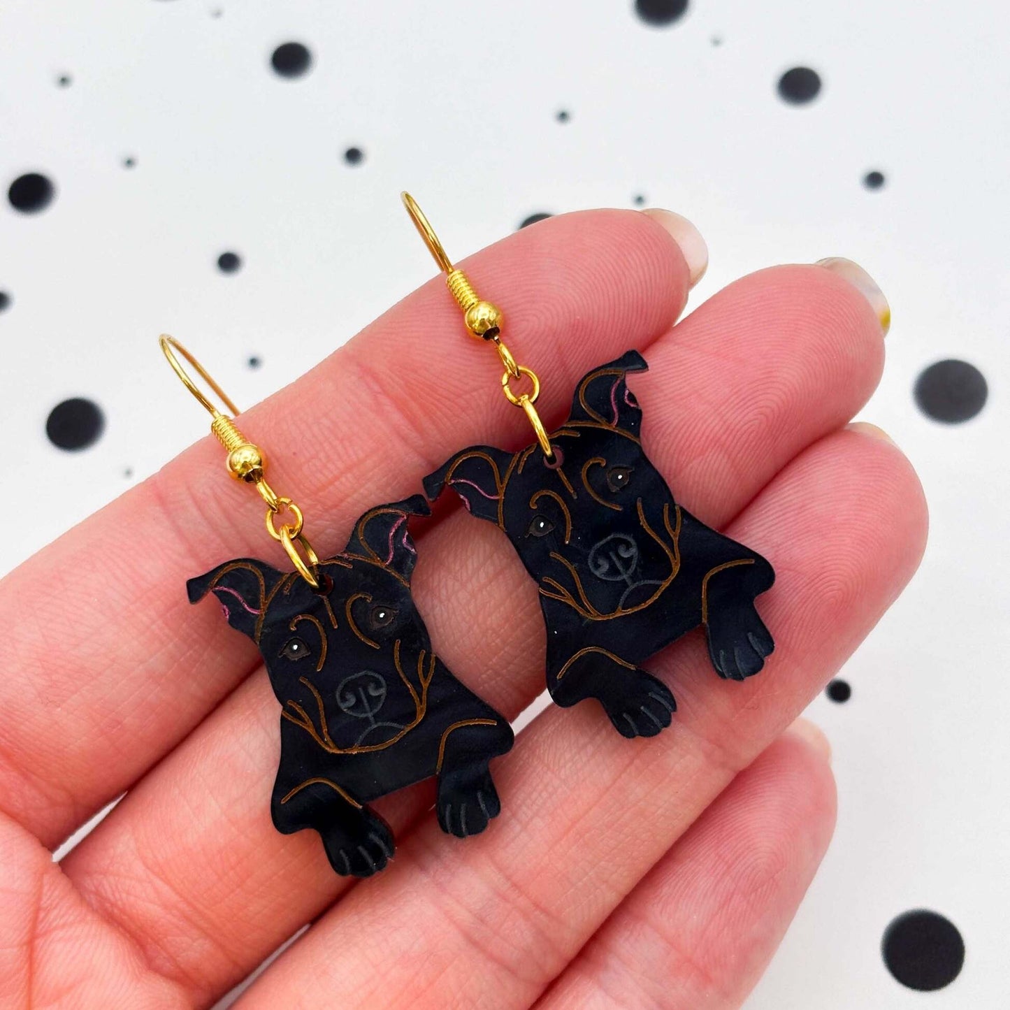 Staffordshire Bull Terrier Dog Acrylic Dangle Earrings