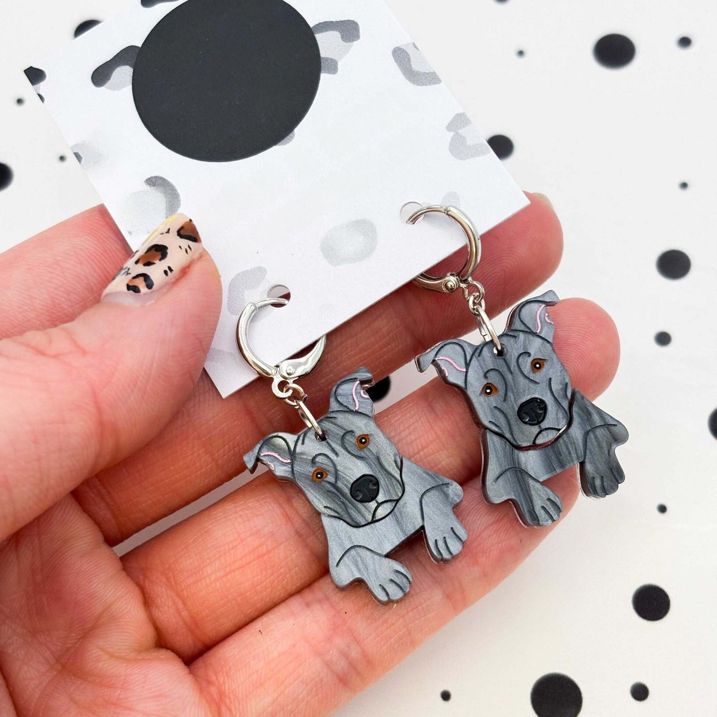Staffordshire Bull Terrier Dog Acrylic Dangle Earrings