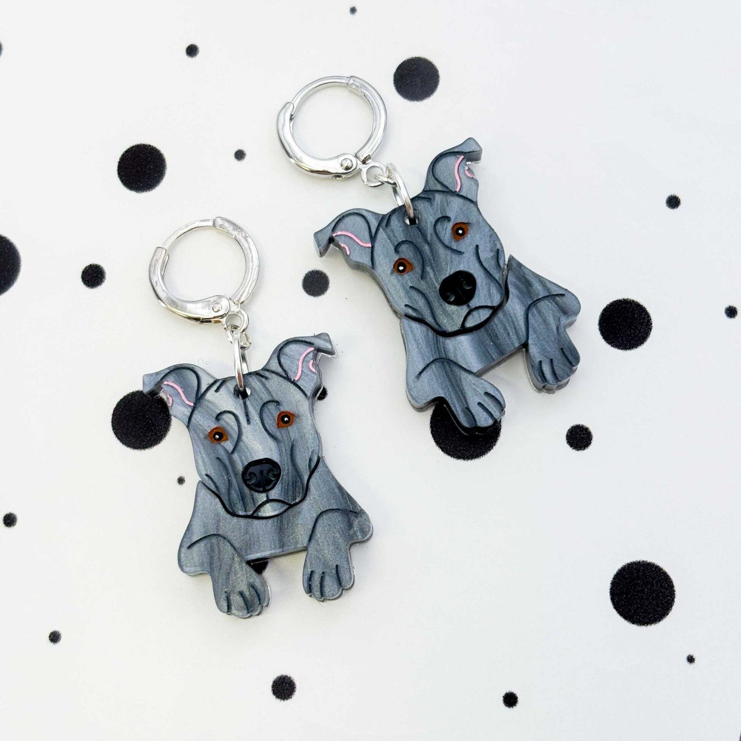 Staffordshire Bull Terrier Dog Acrylic Dangle Earrings