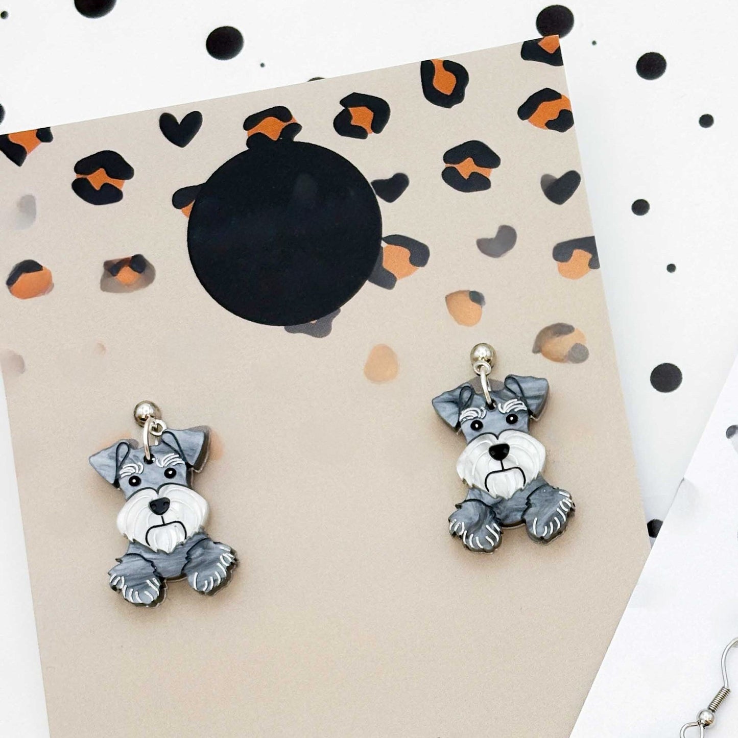 Schnauzer Dog Acrylic Dangle Earrings