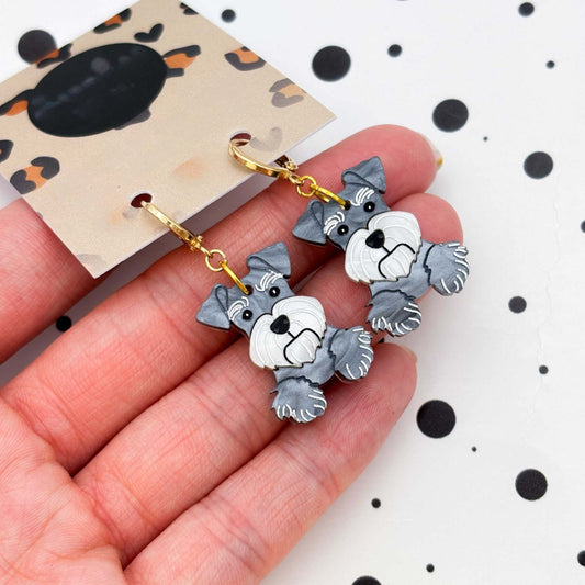Schnauzer Dog Acrylic Dangle Earrings