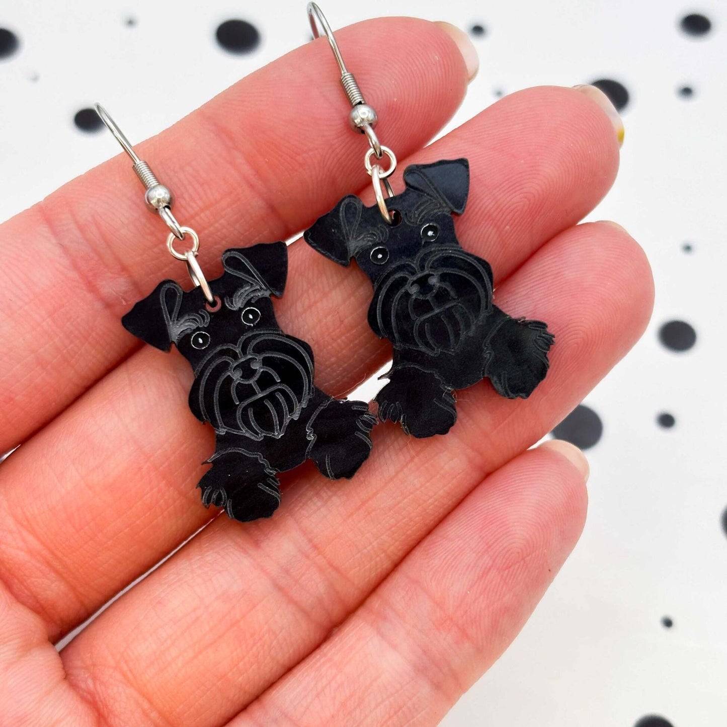 Schnauzer Dog Acrylic Dangle Earrings