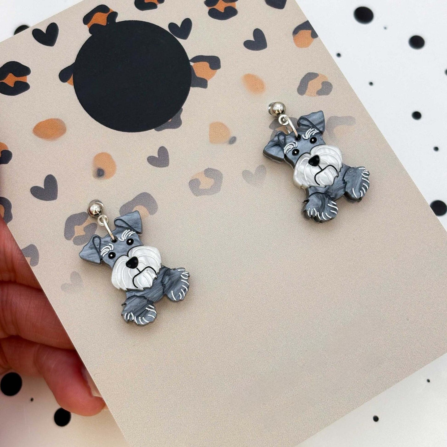 Schnauzer Dog Acrylic Dangle Earrings