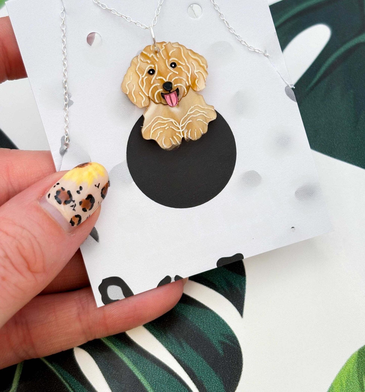 Cockapoo Dog Acrylic Dangle Earrings