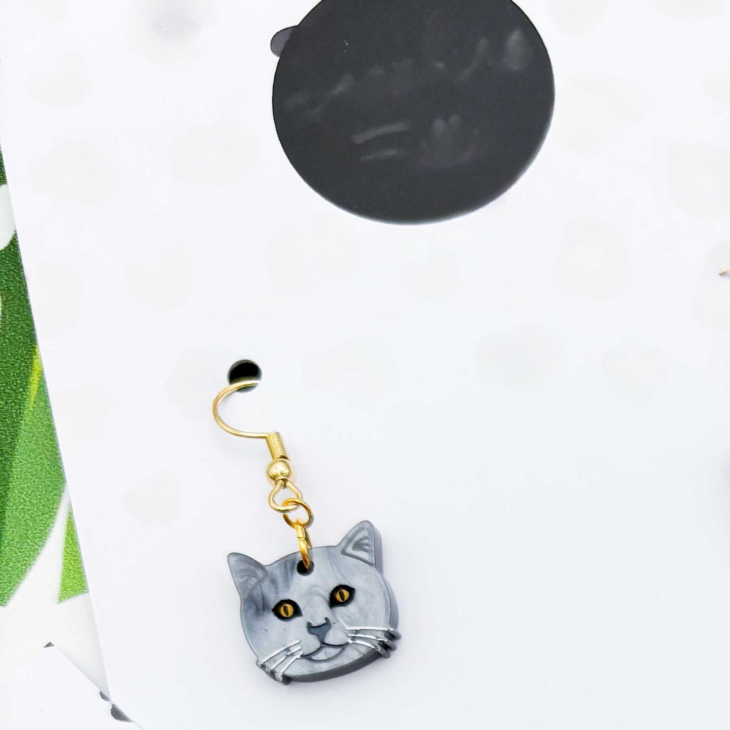 British Blue Shorthair Cat Acrylic Dangle Earrings