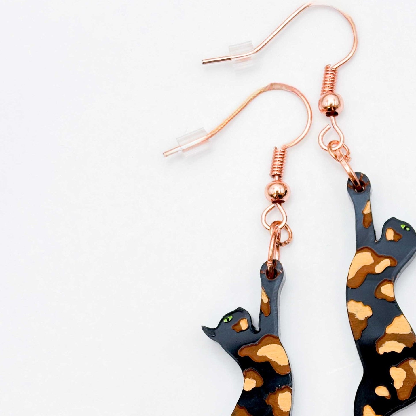 Tortoiseshell Cat Silhouette Acrylic Dangle Earrings