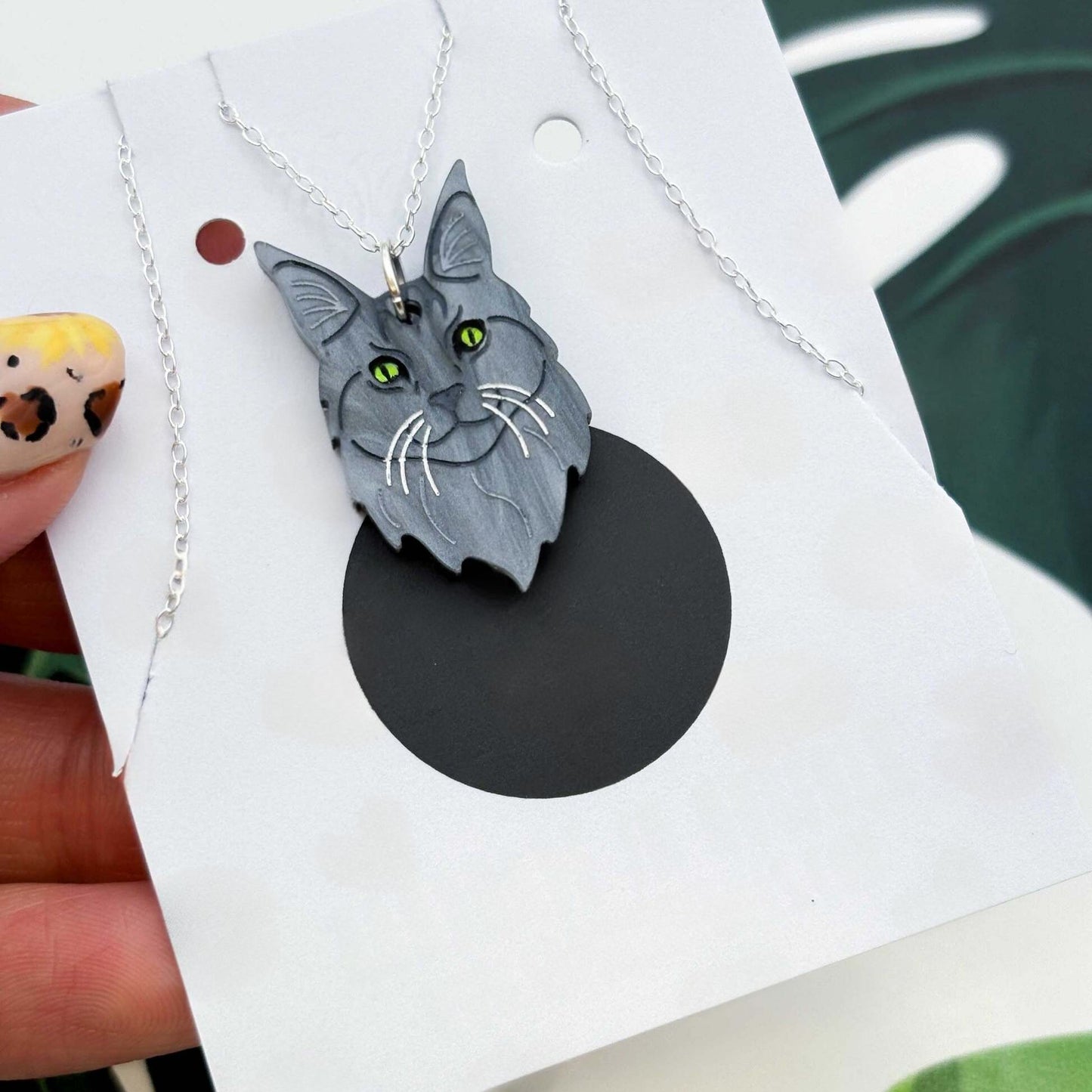 Maine Coon Cat Acrylic Dangle Earrings