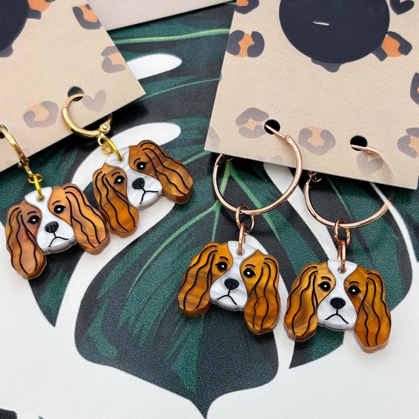 Cavalier King Charles Spaniel Acrylic Dangle Earrings