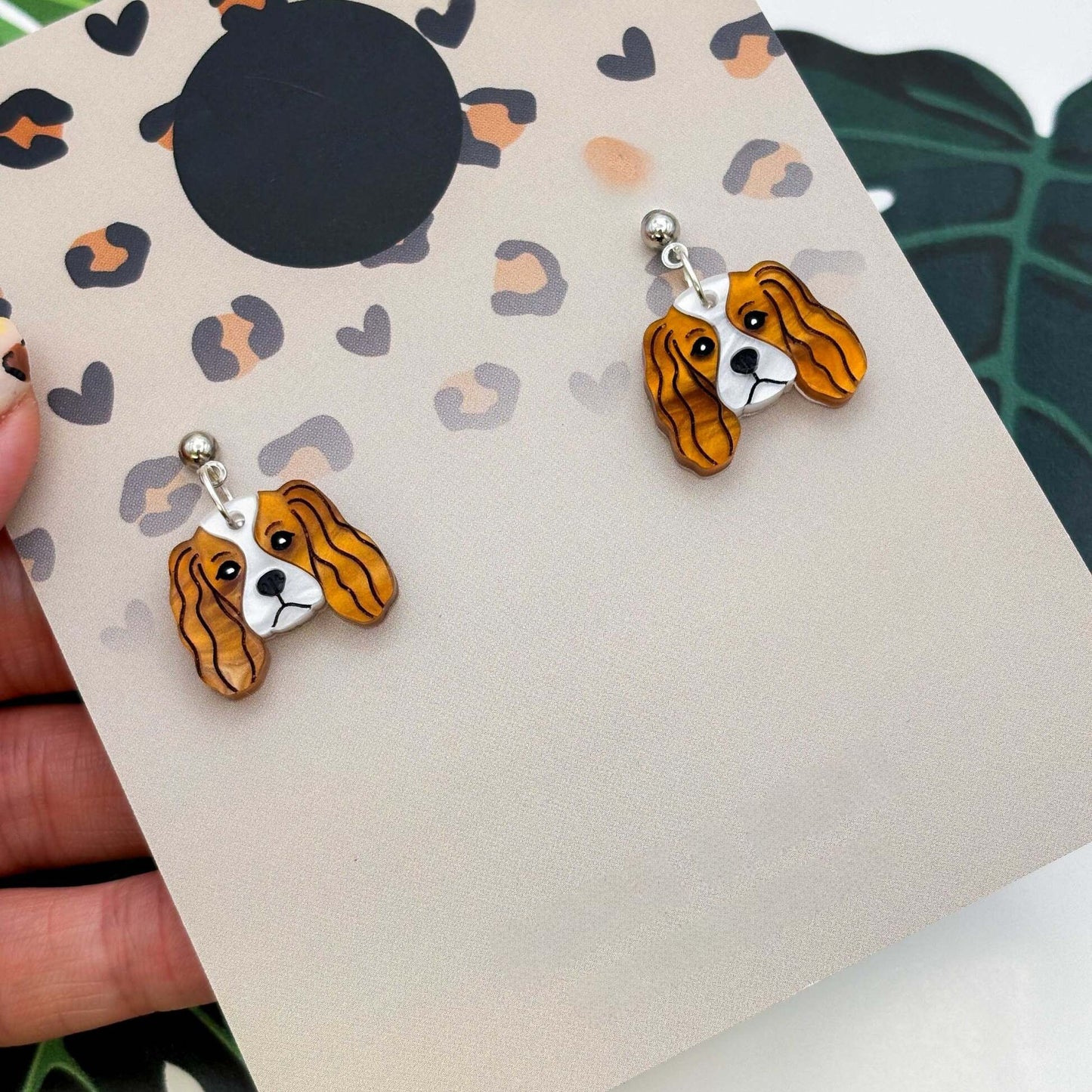 Cavalier King Charles Spaniel Acrylic Dangle Earrings