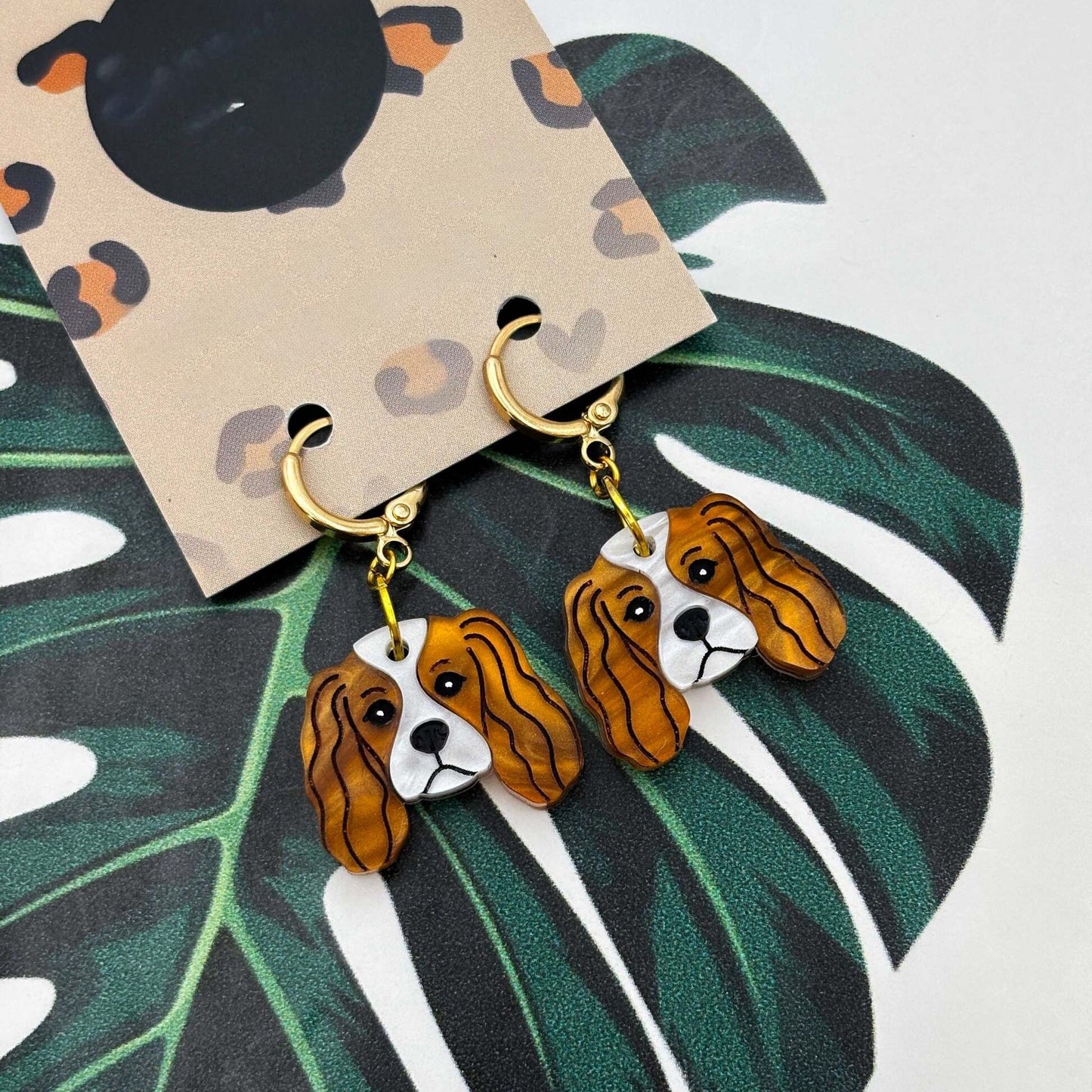 Cavalier King Charles Spaniel Acrylic Dangle Earrings