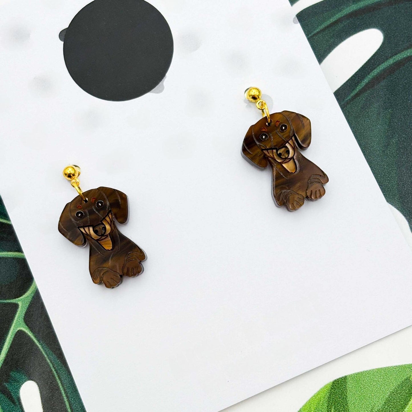 Dachshund Sausage Dog Acrylic Dangle Earrings