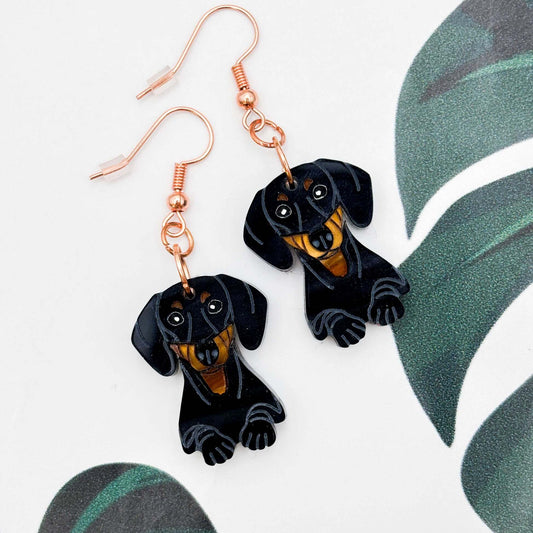 Dachshund Sausage Dog Acrylic Dangle Earrings