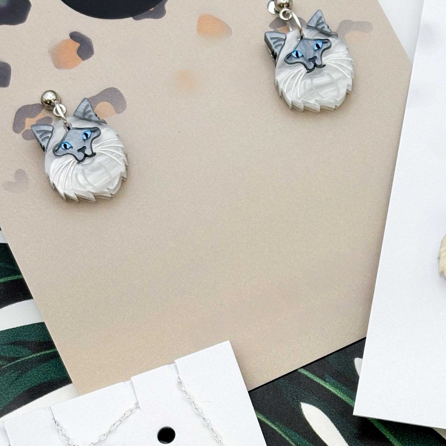 Ragdoll Cat Acrylic Dangle Earrings