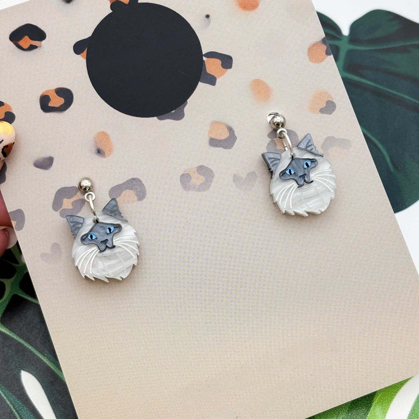 Ragdoll Cat Acrylic Dangle Earrings
