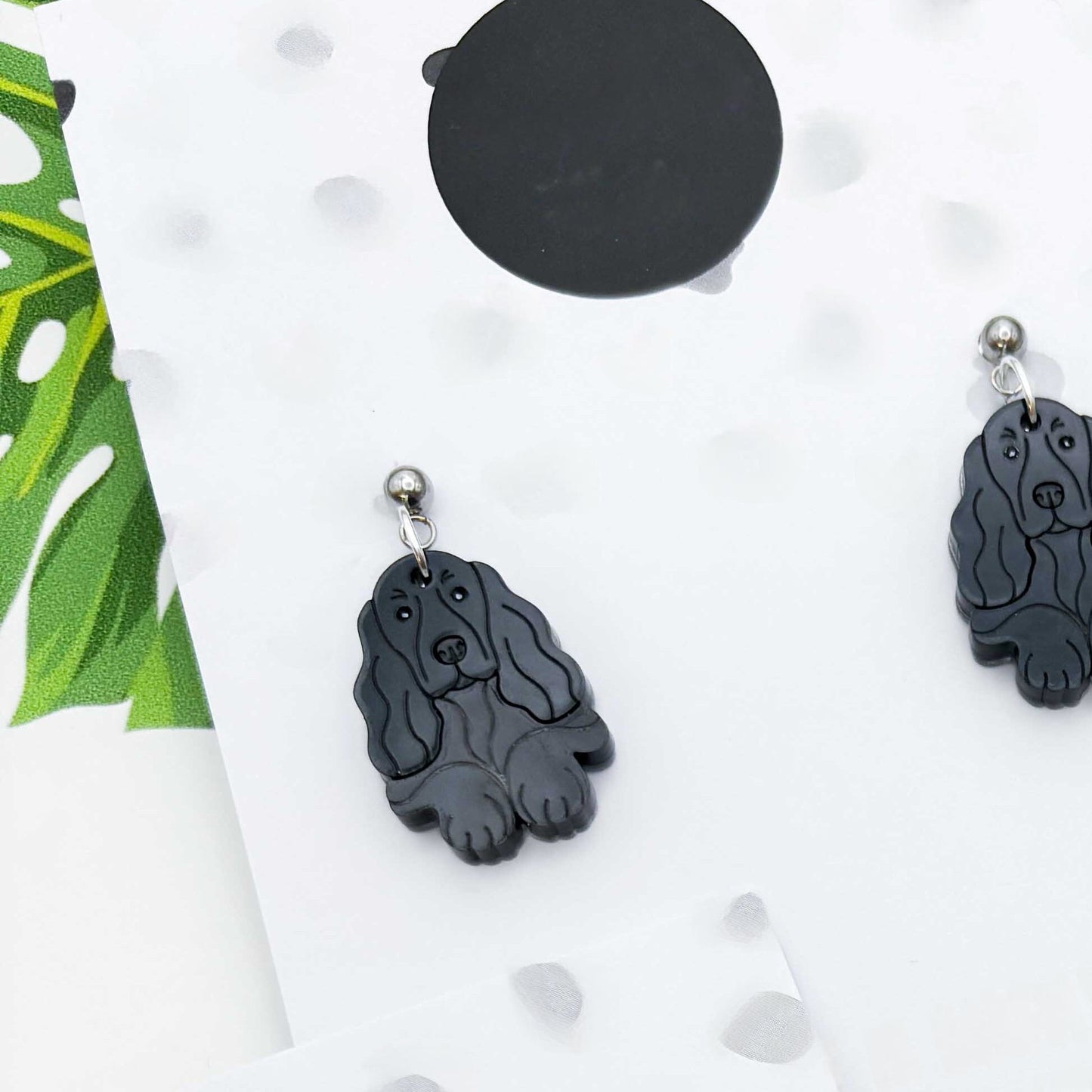 Cocker Spaniel Dog Acrylic Dangle Earrings