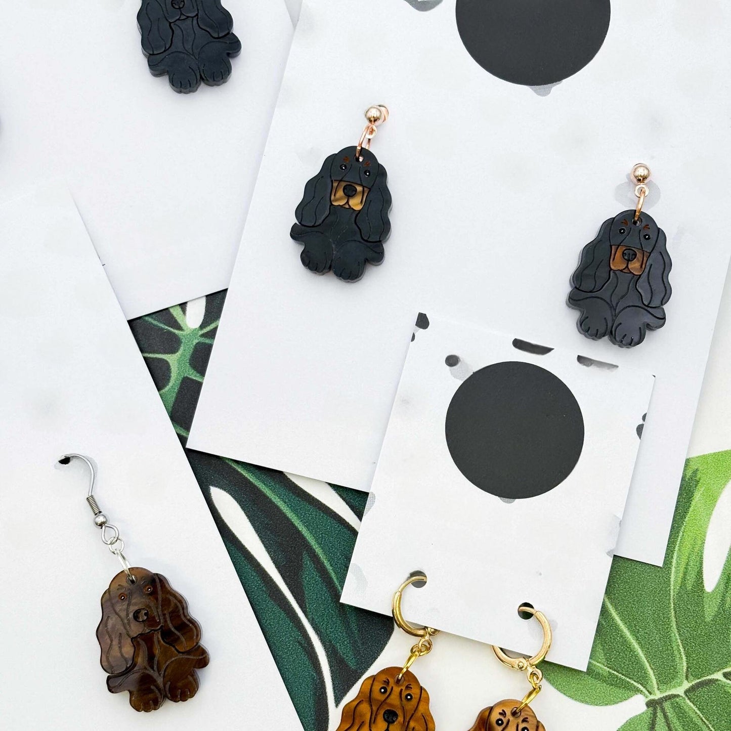 Cocker Spaniel Dog Acrylic Dangle Earrings