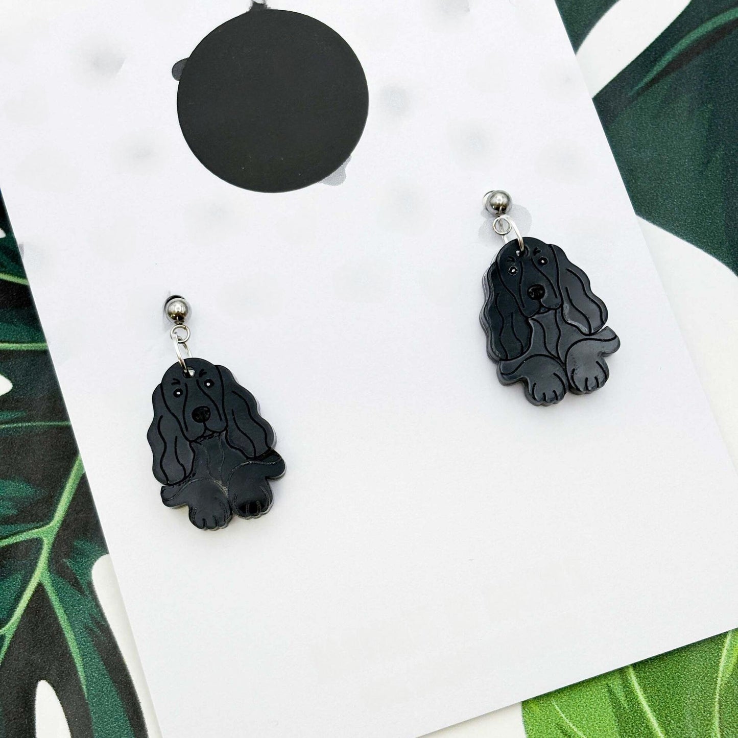 Cocker Spaniel Dog Acrylic Dangle Earrings