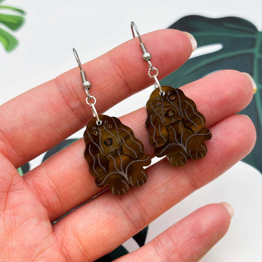 Cocker Spaniel Dog Acrylic Dangle Earrings
