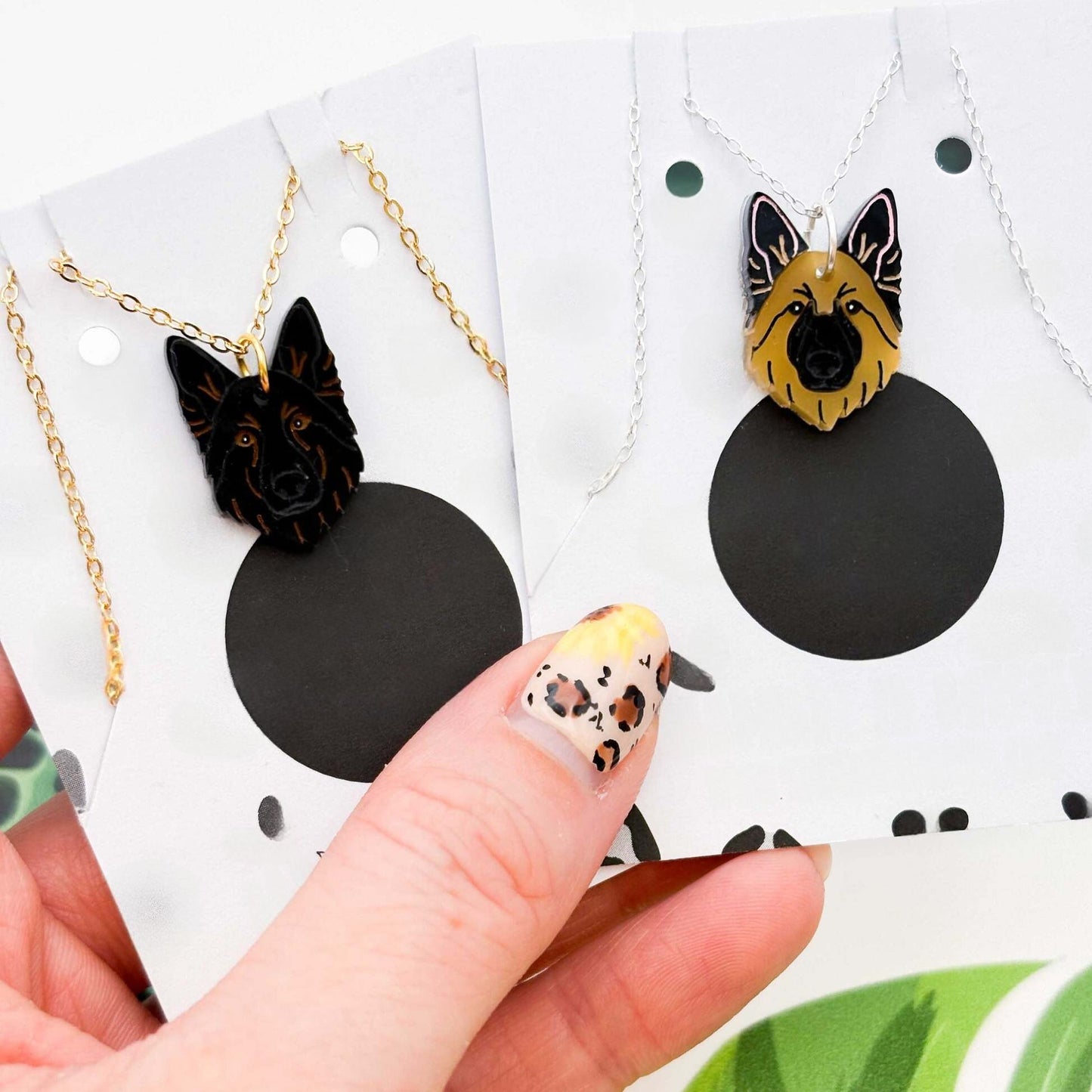 German Shepherd Dog Acrylic Dangle Earrings