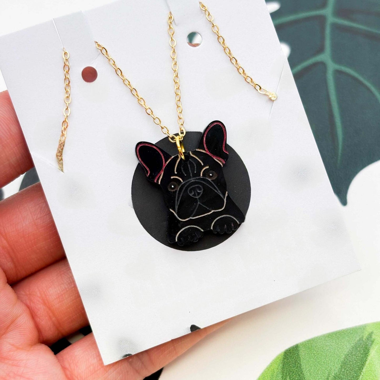 French Bulldog Dog Acrylic Dangle Earrings