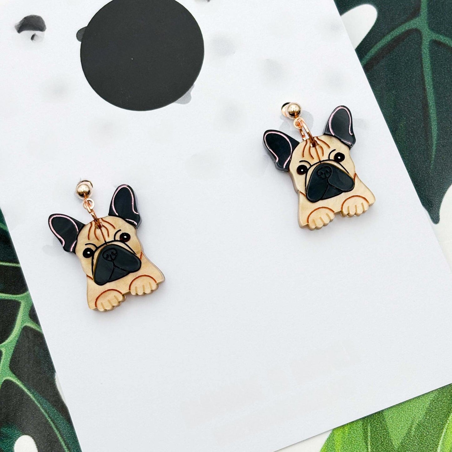 French Bulldog Dog Acrylic Dangle Earrings